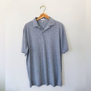 Peter Millar Gray and White Striped Polo